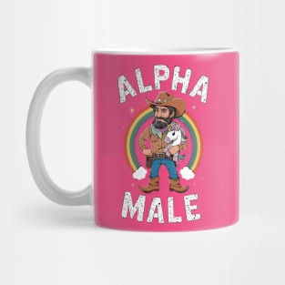 Alpha Male Funny Unicorn Rainbow Gift Fathers Day Gay Man LGBT Pride Cowboy Mug